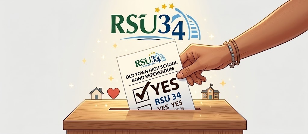Picture of RSU 34 OTHS Ballot with YES vote