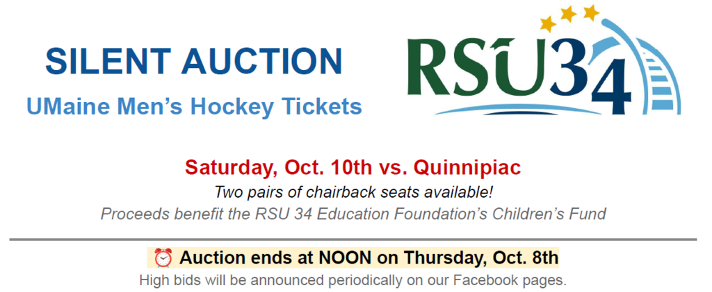 Announcing a silent auction for UMaine Men's Hockey Tickets to benefit the Children's Fund