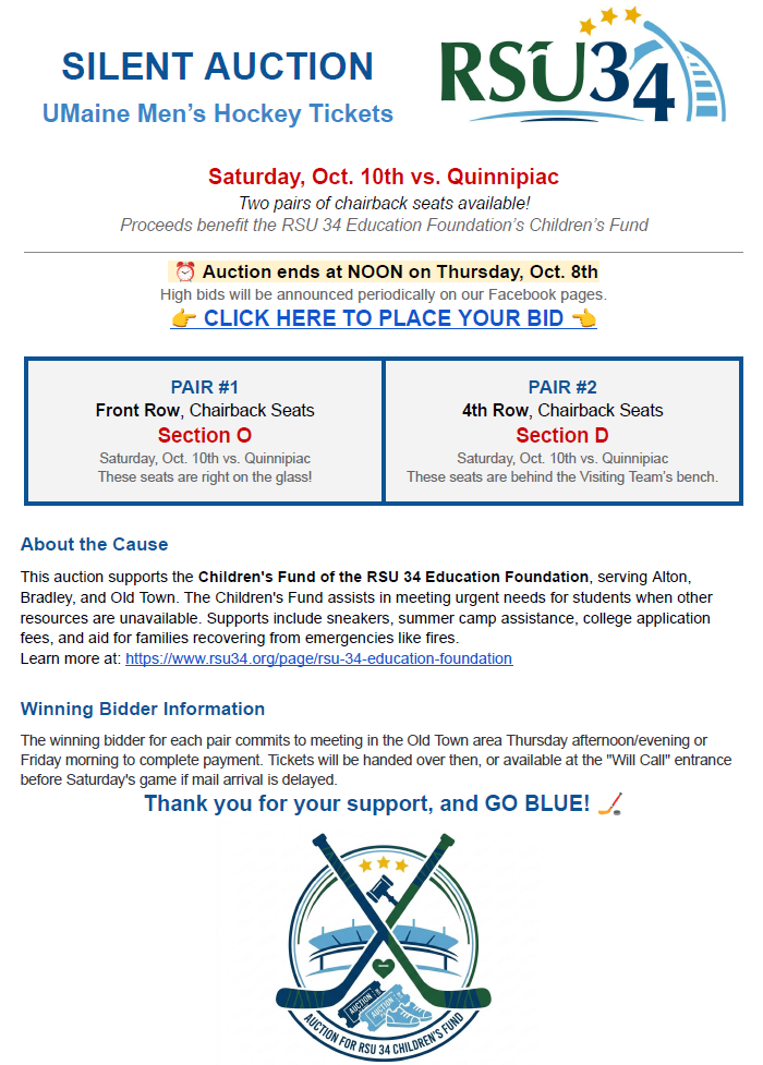 Full image of silent auction info