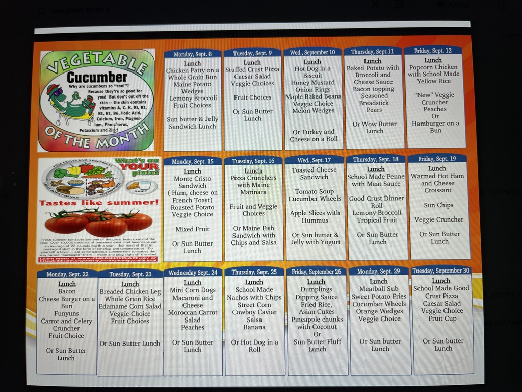 September Lunch Menu