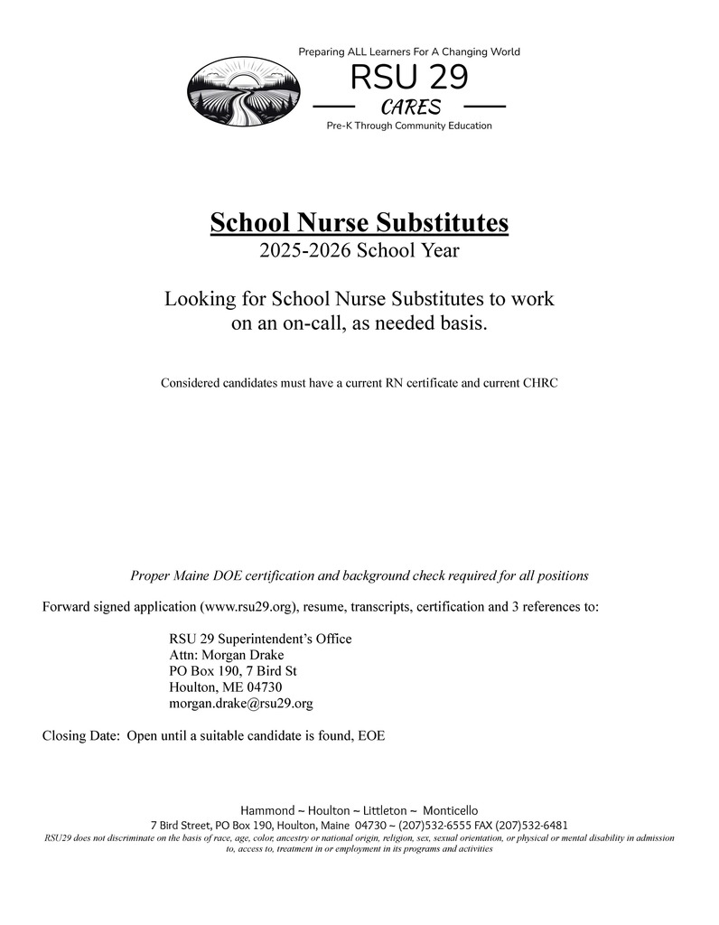 School Nurse Subs Wanted!