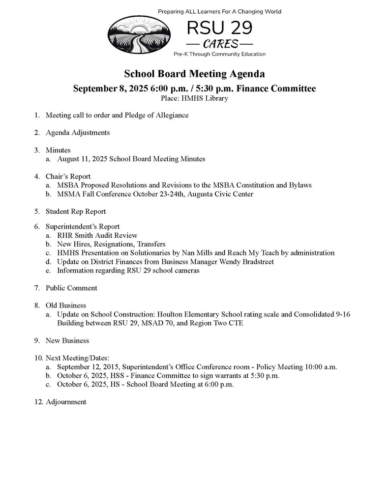 September School Board Meeting