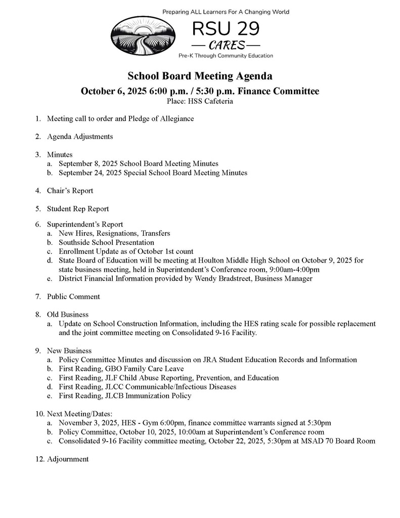 October 6, 2025 Agenda 