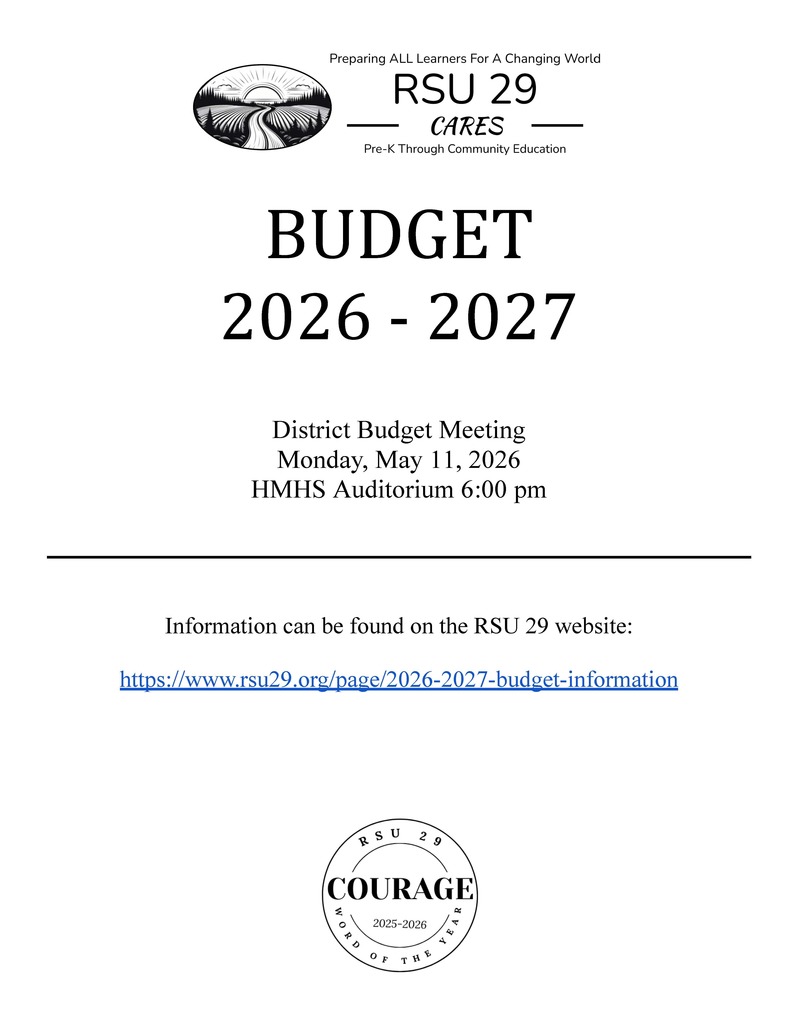 District Budget Meeting, Monday, May 11th at 6:00 pm