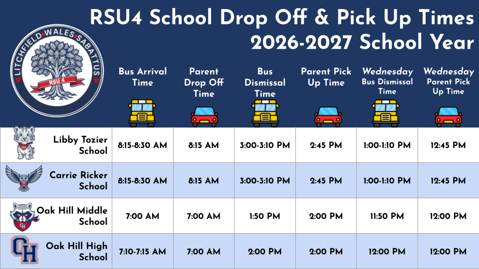 SY26-27 RSU4 Drop Off Pick up Times