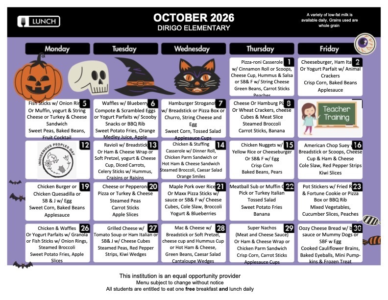Oct Menu