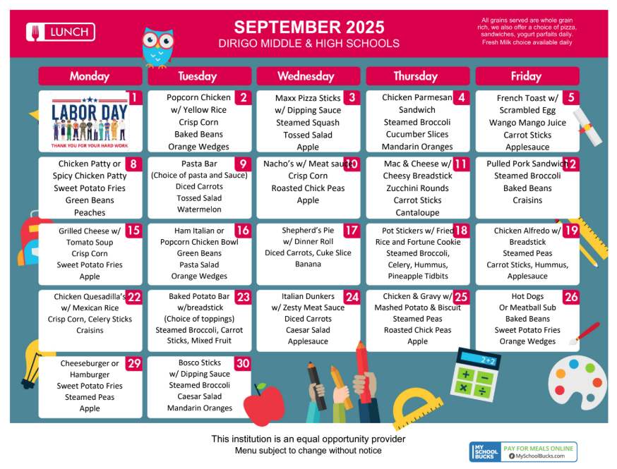 September Lunch Menu