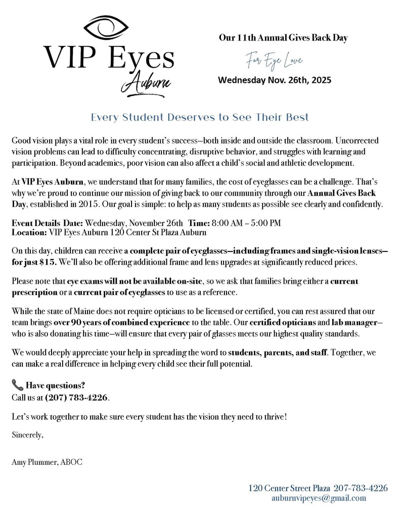 VIP Eyes letter