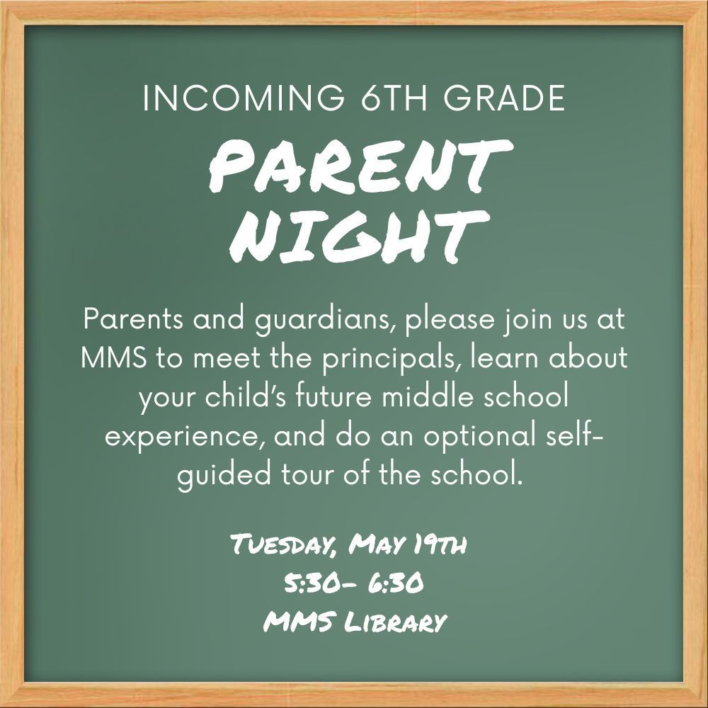 Incoming 6th grade parent night flyer