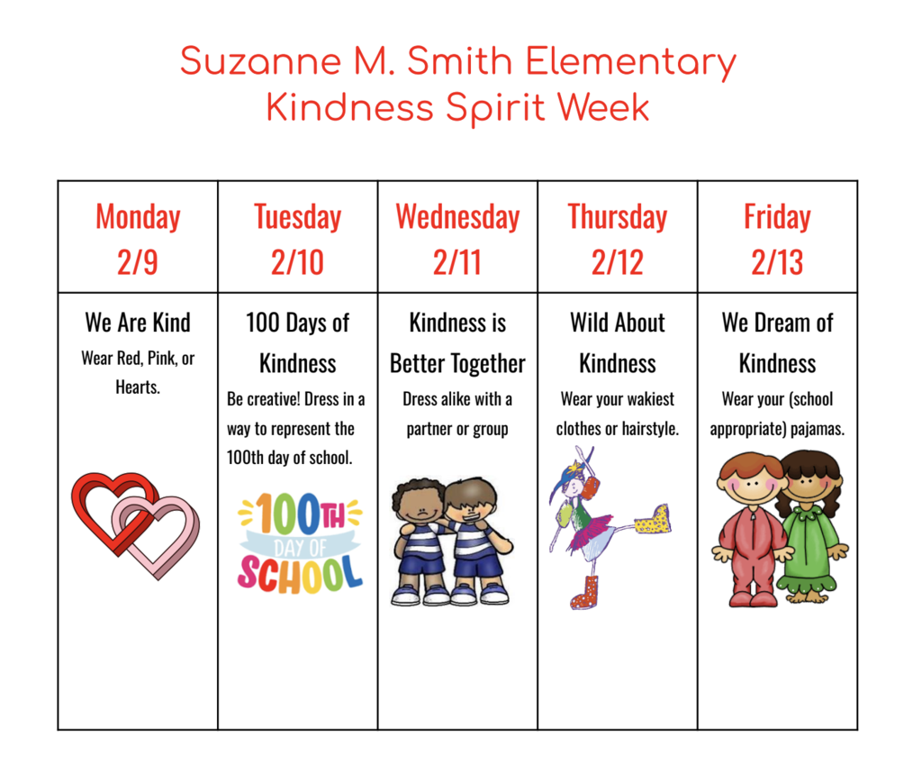 Kindness Spirit Week starts Monday, February 9!