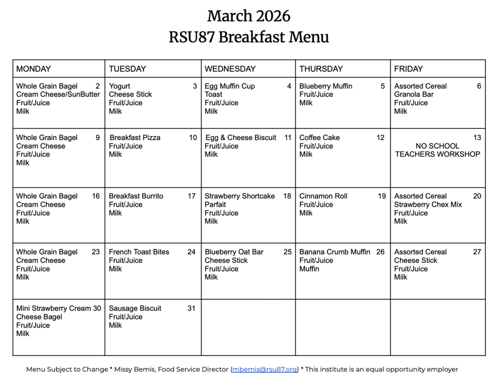 March menus
