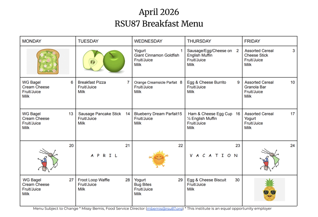 April breakfast menu
