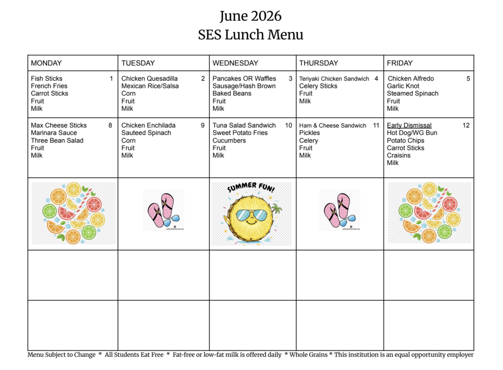June lunch menu