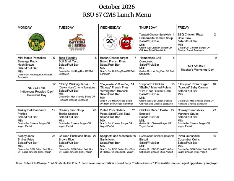 Lunch menu