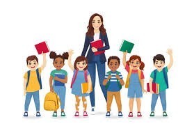 Elementary Teacher with her students