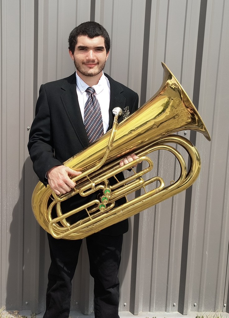 Malakhi Kramer with his tuba