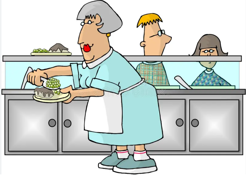 Lunch Lady serving students