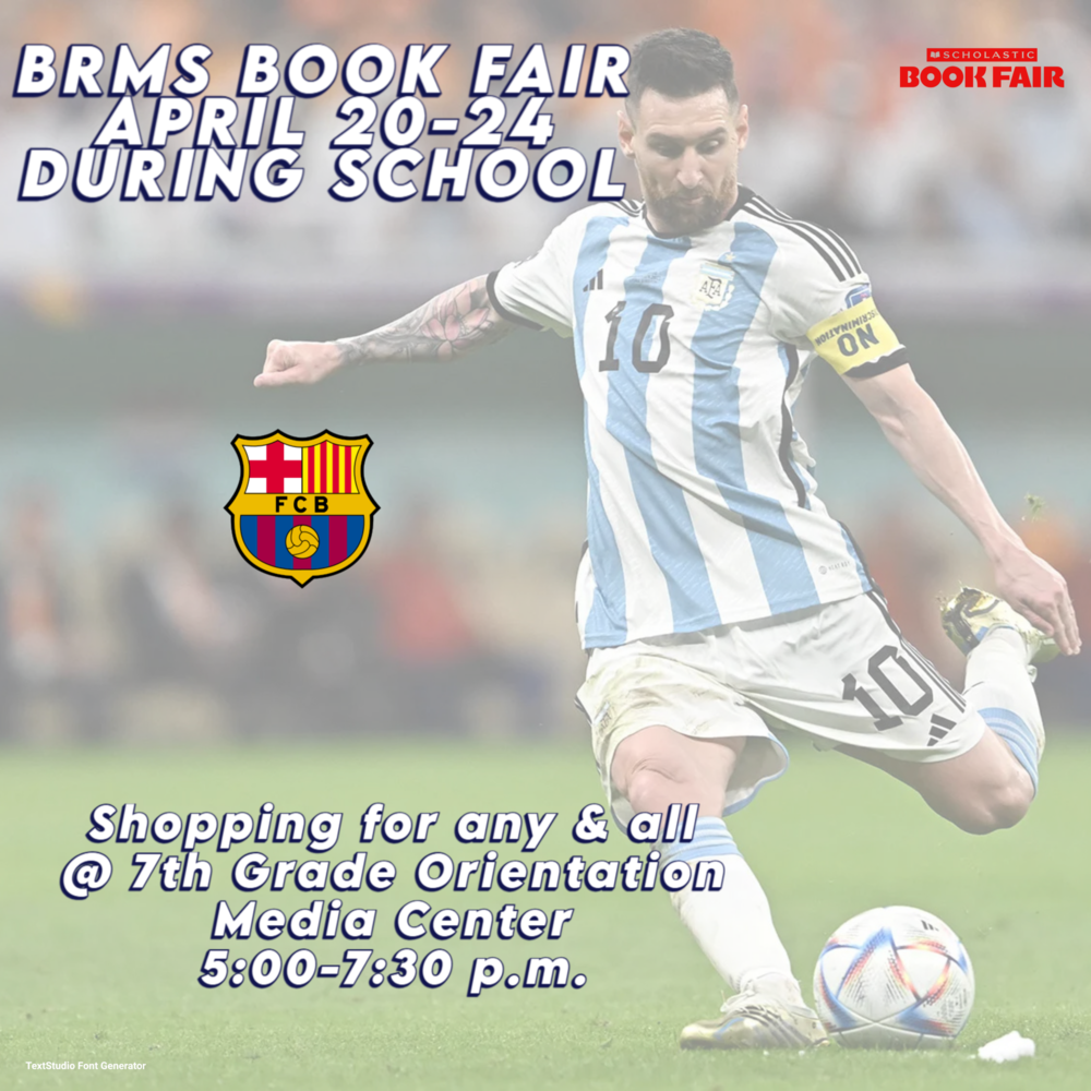 brms book fair, april 20-24, during school