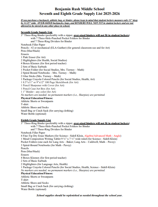 Supply List