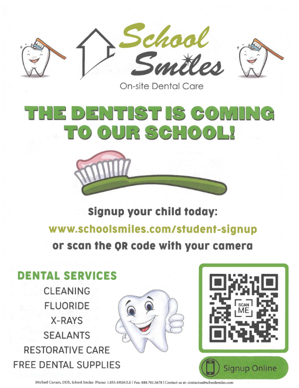 School Smiles On-Site Dental Care Flyer