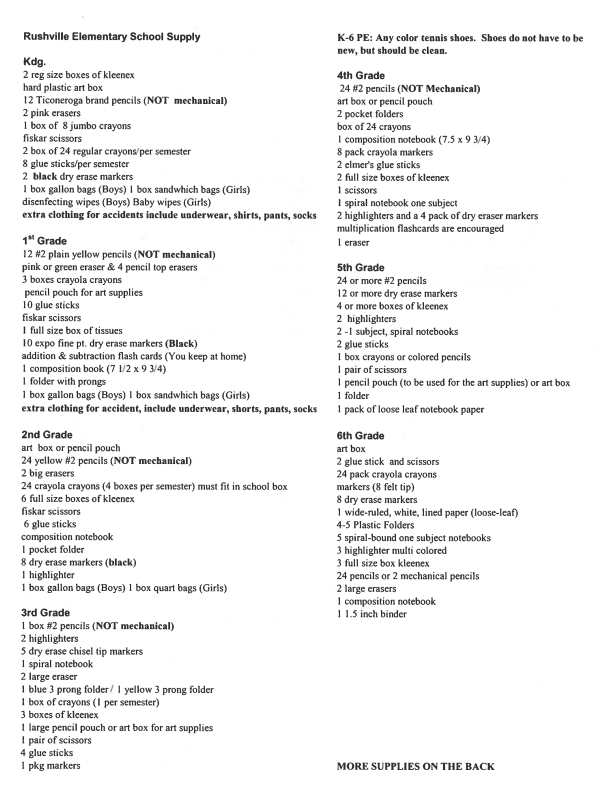 RES Supply List