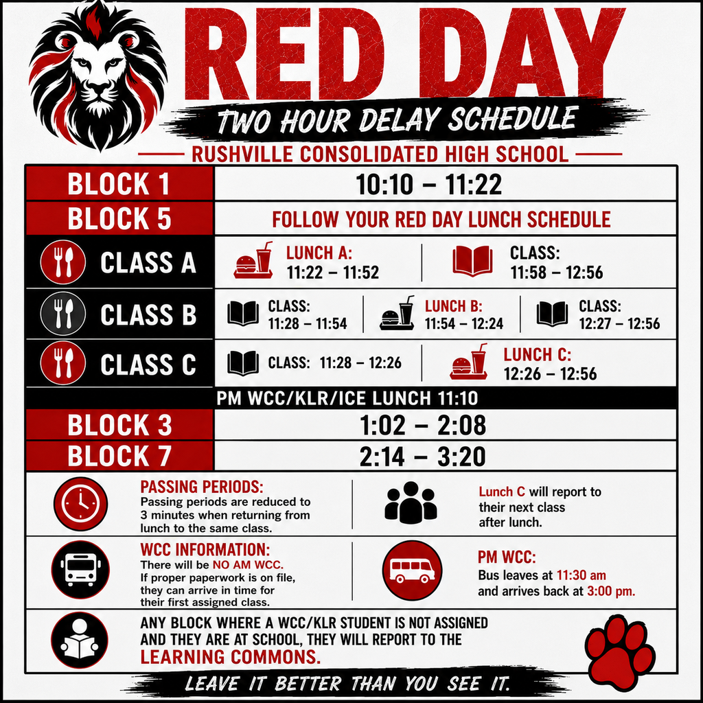 2 hour delay red day