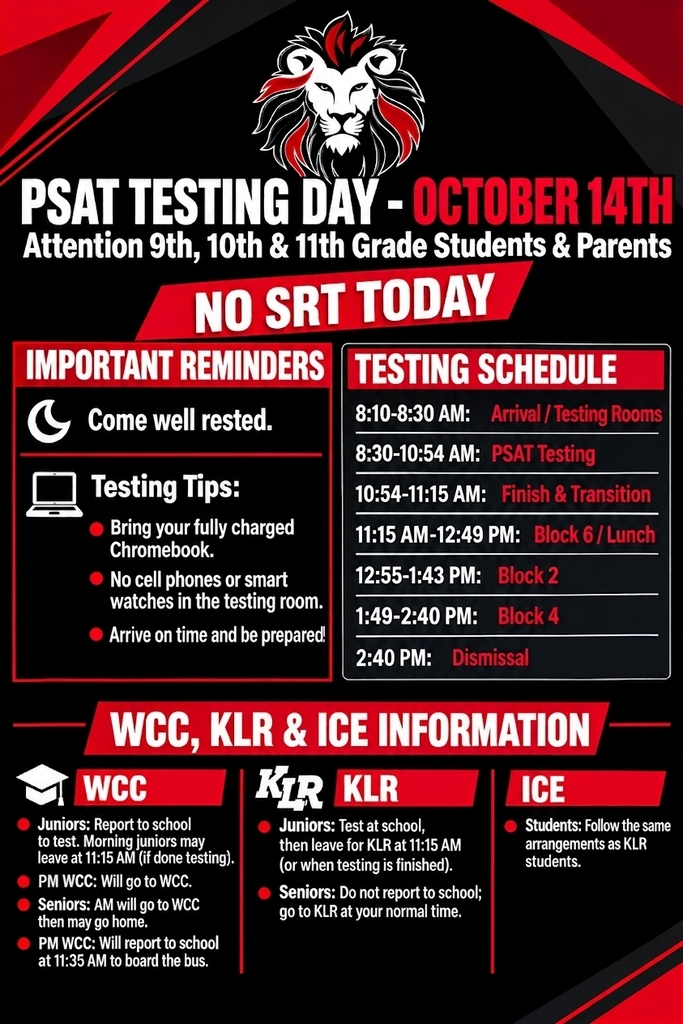 PSAT Testing Day Schedule
