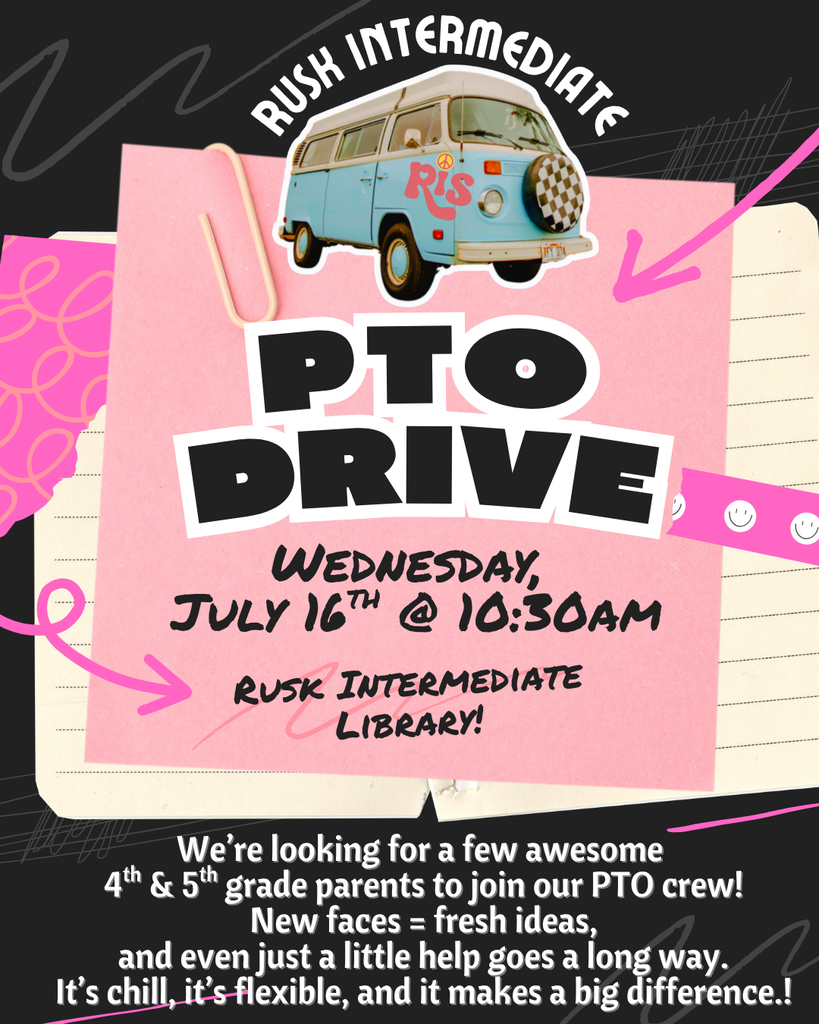PTO flyer. says "PTO Drive" Really big. Pink and blue with RIS VW bus
