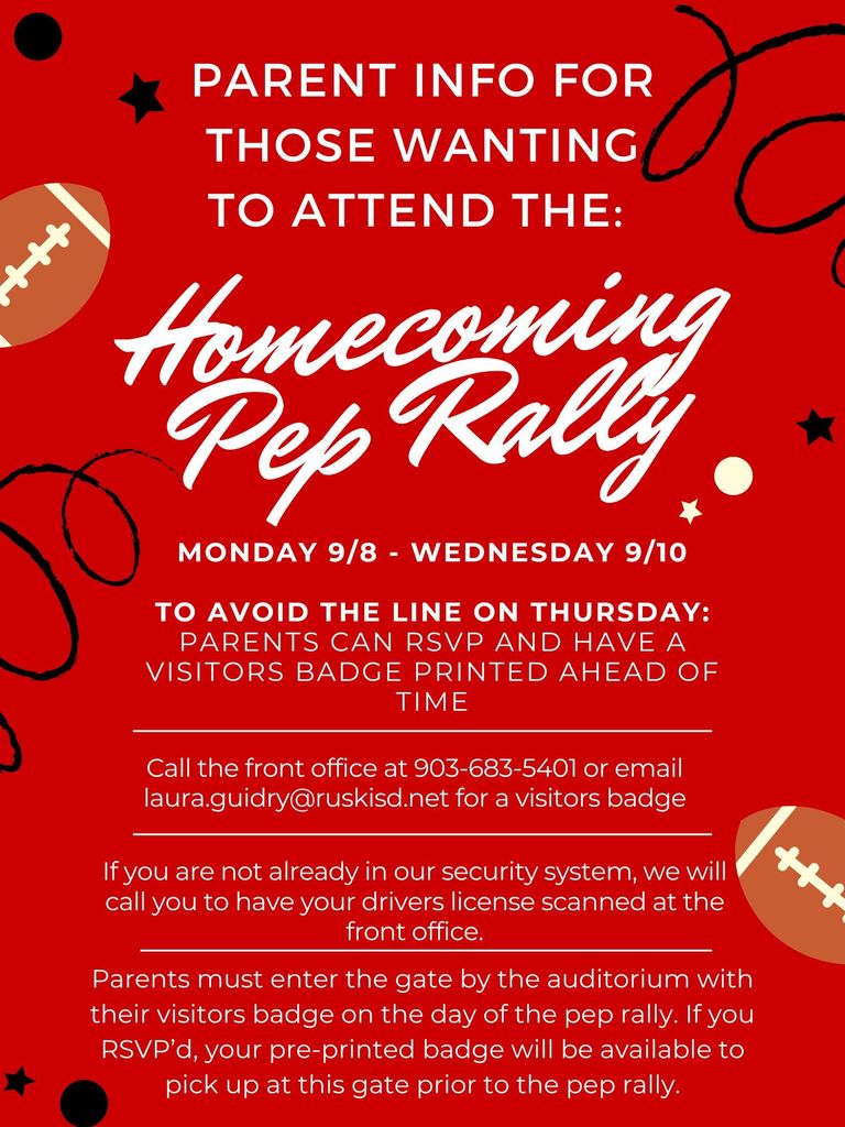 Parent Info Pep Rally