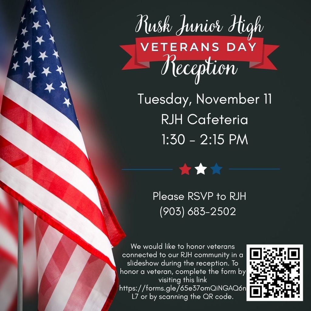 Rusk Junior High Veterans Day Reception