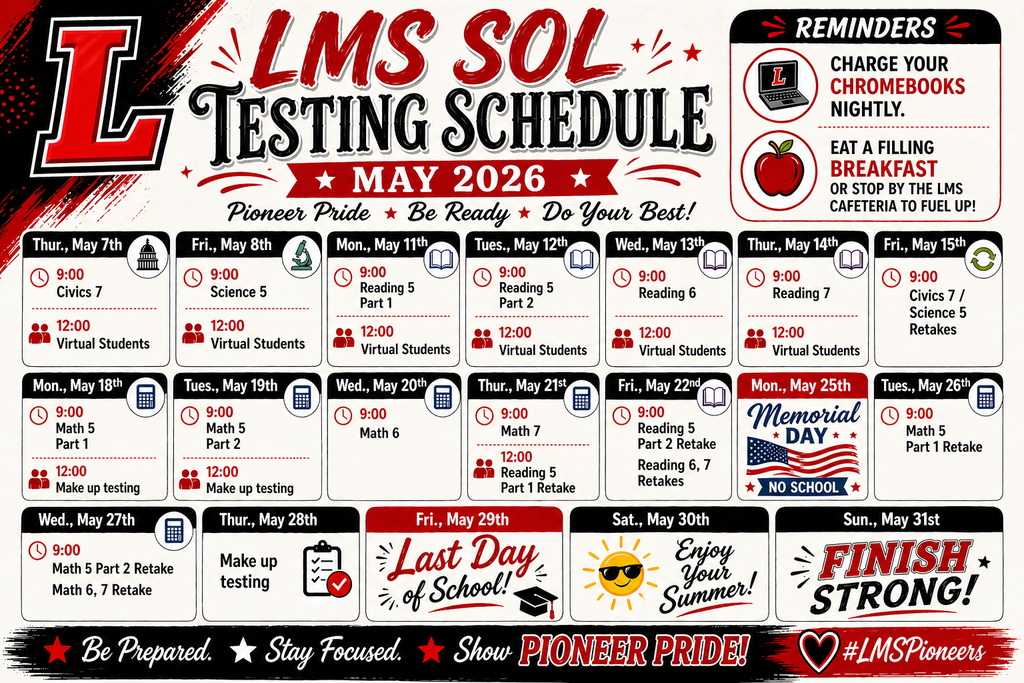 SOL Testing Schedule