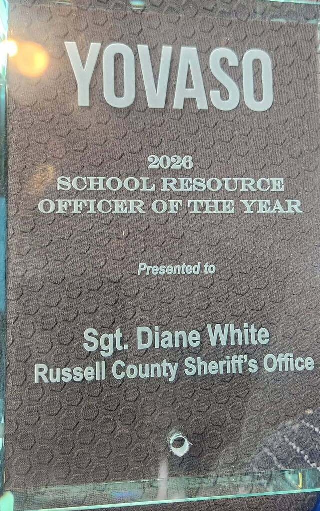 Sgt. Diane White's award for 2026 School Resource Officer of the Year