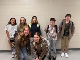 students dressed in camo