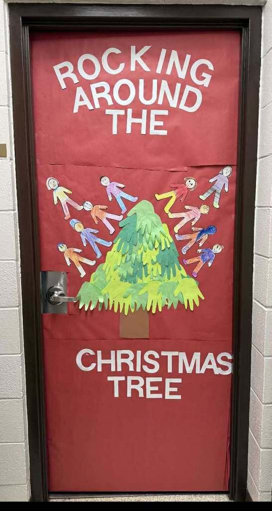 Rocking around the Christmas tree, Tree made of student handprints