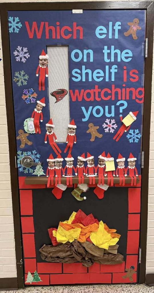 Elf on the Shelf over the fireplace mantle