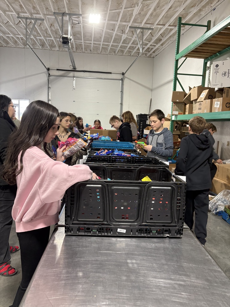 students sorting supplies