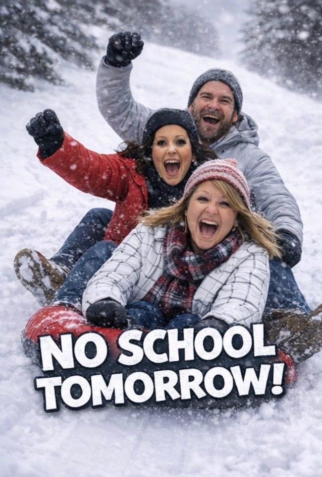 the admin team sledding 