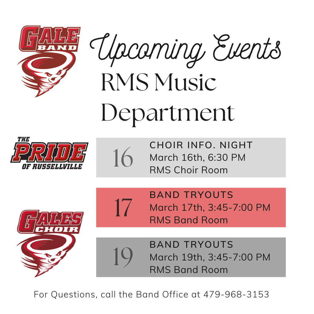 upcoming events for the RMS music department