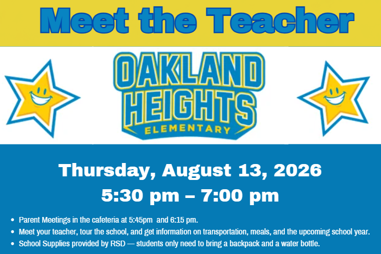 Meet the Teacher--August 13th from 5:30 pm to 7:00 pm