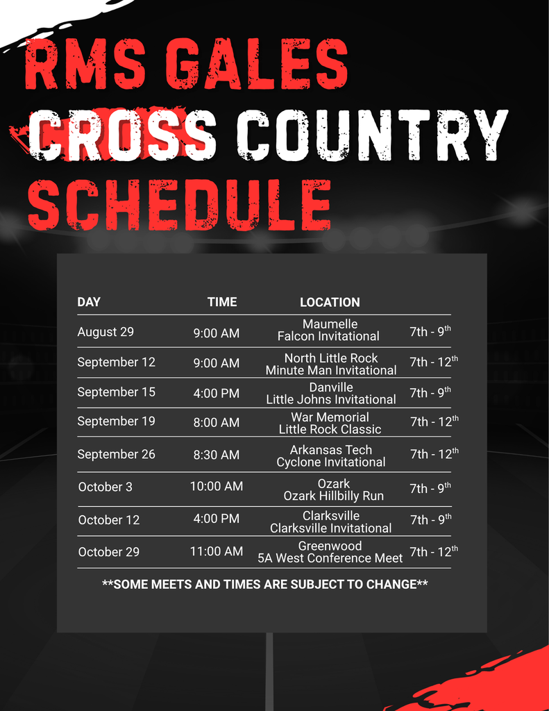 RMS Cross Country Schedule 