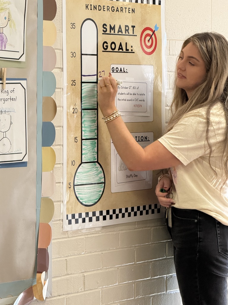 Teacher marking goal chart