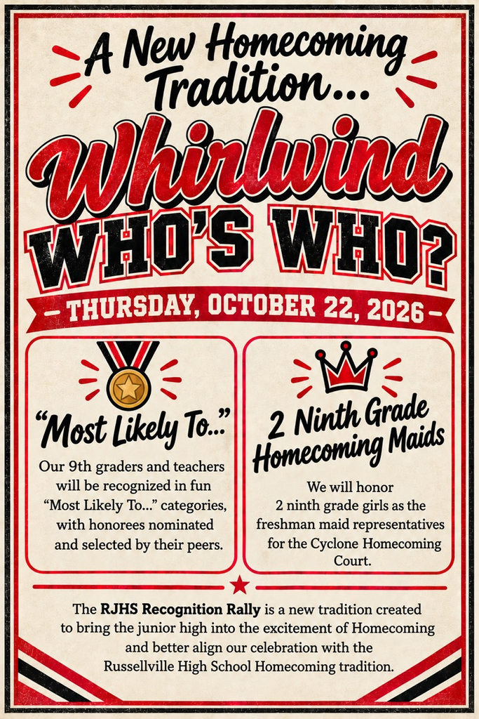 a flyer denoting a new homecoming tradition for RJHS to better align with Highschool homecoming celebrations