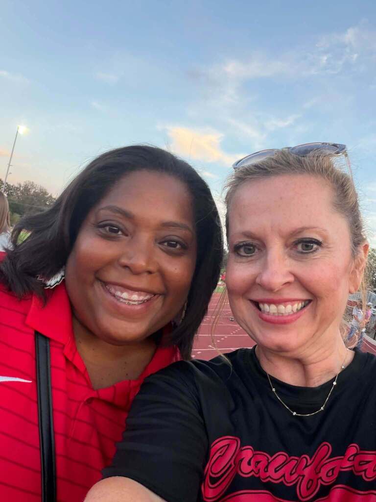two women smiling