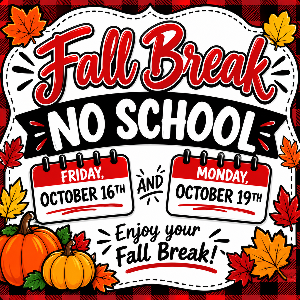 🍂🎃 FALL BREAK IS COMING! 🎃🍂  Just a reminder that there will be NO SCHOOL for students on Friday, October 16th, and Monday, October 19th for Fall Break.  We hope our Dwight families enjoy a fun, safe, and relaxing long weekend! ❤️🖤🍁  We’ll see our Lil’ Cyclones back at school on Tuesday, October 20th! 🌪️📚
