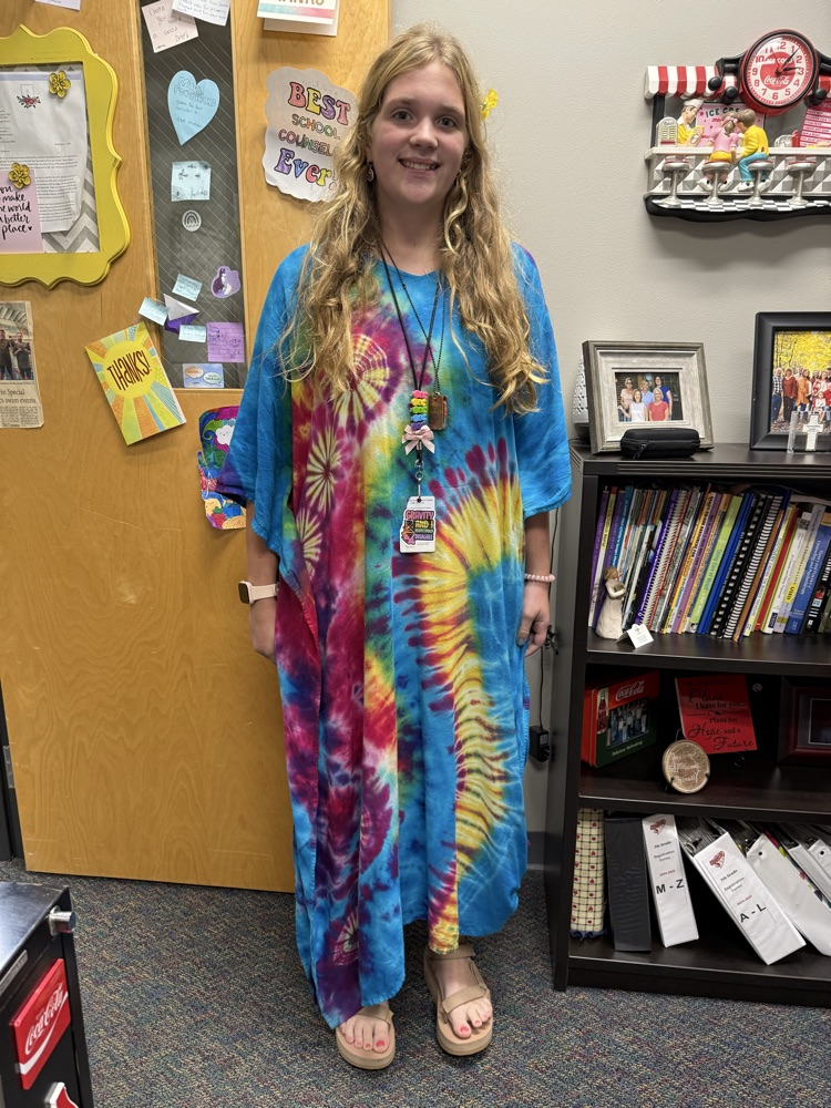 a student dressed as a hippie