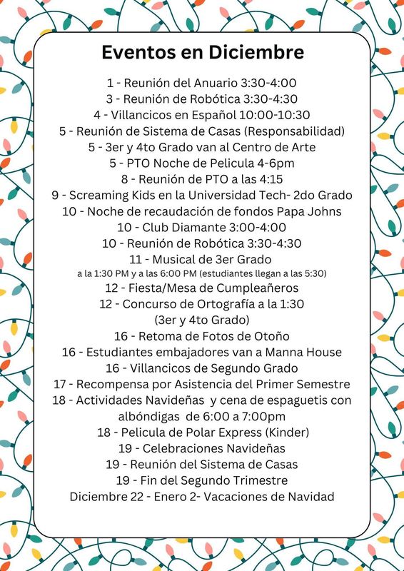 December Events in Spanish