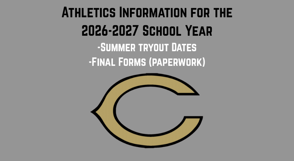Athletic Information for the 2026-2027 School Year with a Gold Letter C logo