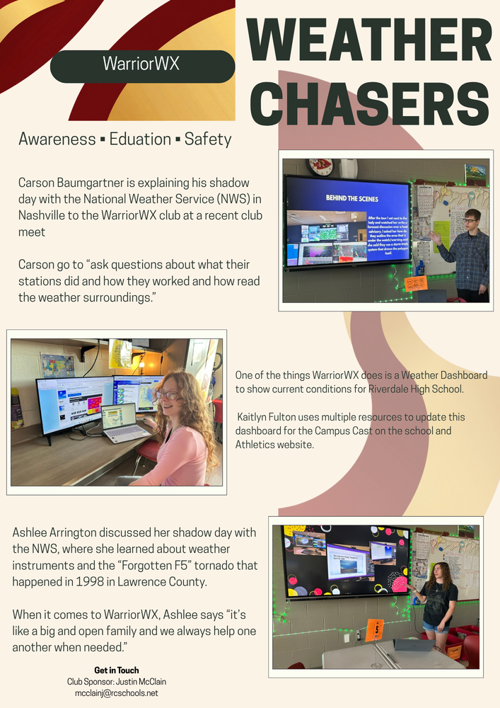 Weather Chasers: WarriorWX story about 3 students doing things for the weather club. 