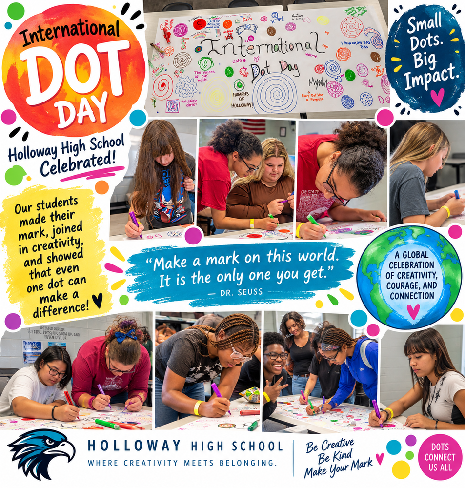 Students drawing their dots on a poster.