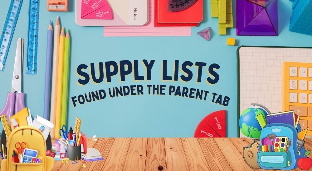 supply lists found under the parent tab. banner is deocrative